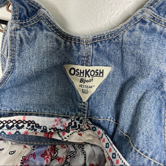 OshKosh B'Gosh Denim Overall Patchwork Bandana Dress Girls 2T - Picture 3 of 9